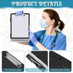 Crtiin 6 Pcs Plastic Clipboard with Storage Colored A4 Nursing Holder Heavy Duty Waterproof Storage Clipboard Folder for Office School Nurses Teacher Essentials (Black Color)