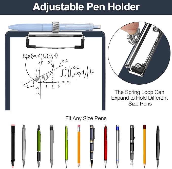 Small Clipboard with Storage, A5 Clipboards with Pen Holder, Half Letter Clip Boards 6x9 Mini Plastic Clipboard with Low Profile Clip for Classroom, School, Office Supplies (Navy)