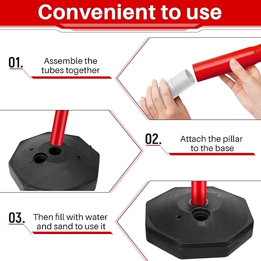 Konohan 6 Pack 34 Inch Parking Cone Delineators Post Traffic Cone Plastic Stanchion Set Stands Parking Barrier with Base 6.6 ft Chain S Hooks Reflective Collar (Red,White)