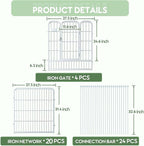 ZXMOTO Decorative White Garden Fence 24 Pack for Pets Dogs 32in (H) x 55ft (L),Metal Wire Fencing Border Animal Barrier,Flower Bed Border for Landscape Patio Yard Outdoor, White