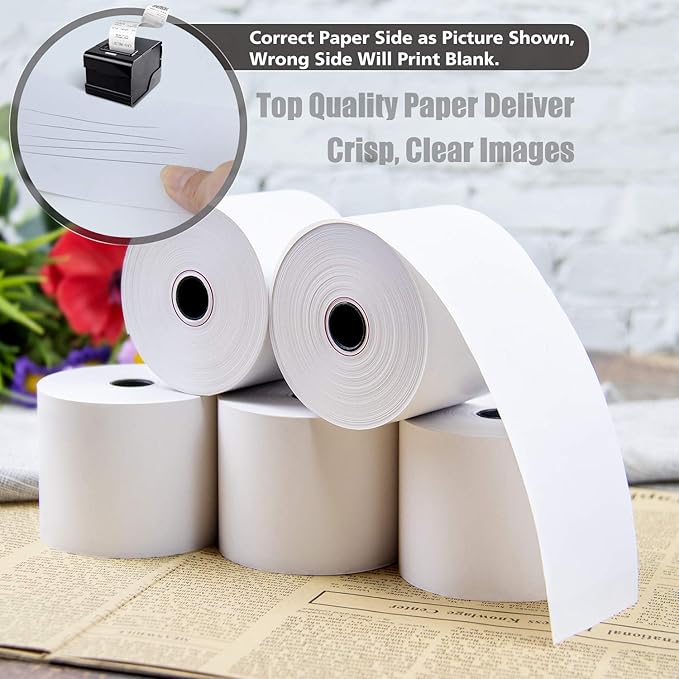 Azure Zone, Thermal Paper Rolls 2-1/4 X 230ft, 50 Rolls, Fits Most POS Machines and Cash Registers, Great for Businesses and Sales