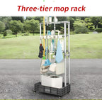 Storage Shelf Broom mop Holder Hold Your Cleaning Supplies Janitorial cart Steel Organizer Wire Rack