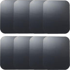 SALEX Replacement Metal Plates Set for Magnetic Car Phone Holder, Wall & Air Vent Mount, Cases, Magnets. Kit of 8 Black Rectangular Iron Discs Without Holes. 3M Adhesive Backing. Steel Sheets, 8 Pack.