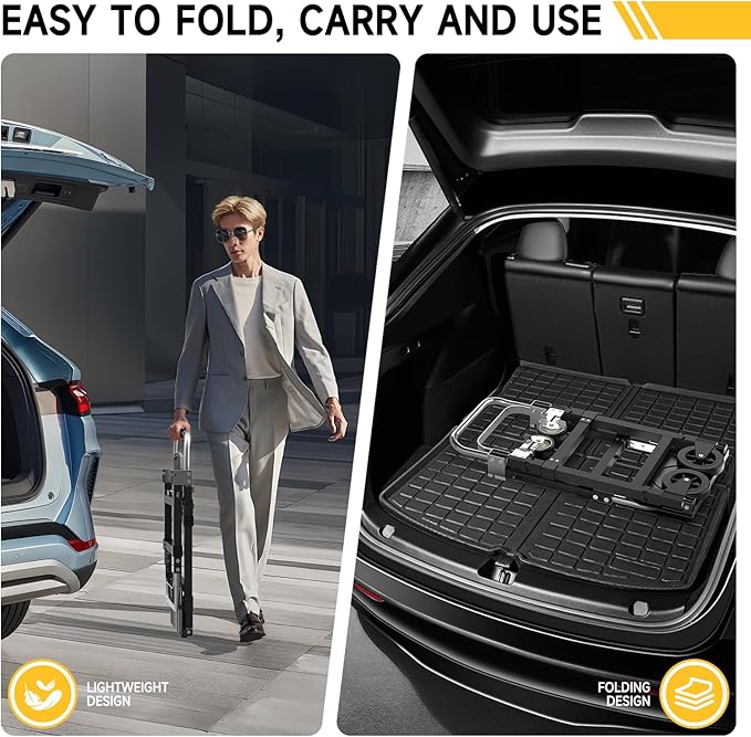 3-in-1 Heavy Duty Folding Hand Truck, 500LB Capacity Convertible Steel Dolly Cart with 360° Swivel Wheels & Telescopic Handle, Foldable Utility Wagon for Moving, Warehouse and Shopping