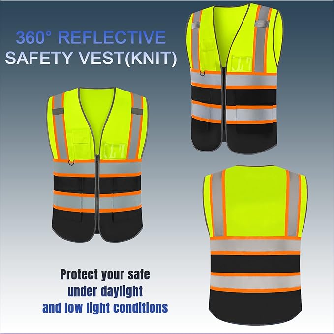 BeautyWill Custom Logo Safety Vest Class2 High Visibility Reflective Vest Breathable Construction Vest