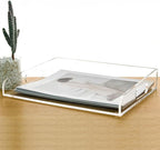 Clear Acrylic Paper Trays, Desk File Organizer, A4 Paper Holder, Low-Profile Desk File Sorter for Office/Home, Clear Stackable Letter Tray for Bills, Crafts, Notebooks - Horizontal