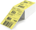 Yellow Direct Thermal Labels 4 × 6 Inch Vinyl Self-Adhesive Fanfold Shipping Stickers Waterproof Perforated Printer Decal for Office School Warehouse 500 PCS