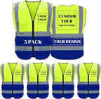 BeautyWill Custom Safety Vest Logo Class 2 High Visibility Reflevtive Vest Outdoor Protective Workwear