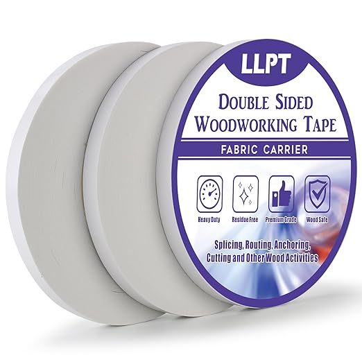 LLPT Double Sided Woodworking Tape 1/2" x 150Ft Each 3 Pack Double Face Turner Woodworker Adhesive Tape Removable Residue Free for Wood Template (WT05150W3)
