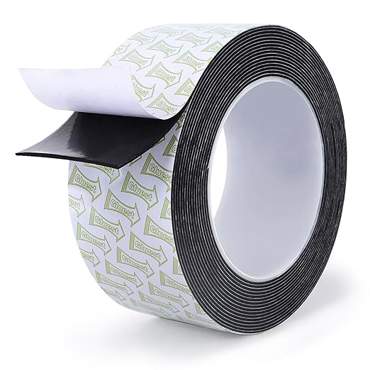 Double Sided Mounting Tape 2IN x 16.5FT, Strong Double Sided Tape Heavy Duty Black Wall Tape No Damage Foam Tape Adhesive Strips Poster Picture Hanging Tape Damage Free Hanging Strips