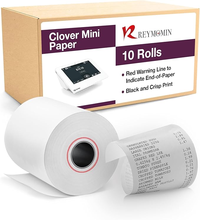 Receipt Paper for Clover Mini and Clover Mobile Thermal Printer - Receipt Paper Rolls Compatible with Clover Mini POS models C200, C300, C301, C302, C305 (10 Rolls)