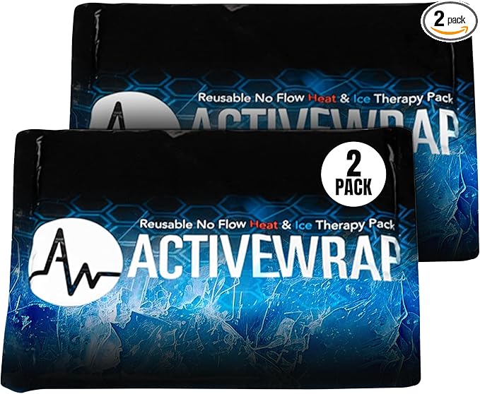 Activewrap Reusable Ice Packs for Injuries - Hot and Cold Gel Compress for Injury Recovery and Pain Relief, Soft, Flexible, Leakproof Pad for Back, Knee, Hip, & Shoulder - Medium (6 x 9 inches)