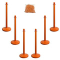 Mr. Chain Plastic Stanchion Kit with 50 Feet of 2-Inch Link Chain and C-Hooks, Safety Orange, Pack of 6 (71112-6)