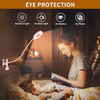 iZELL Desk Lamp, [3 Color Modes & 10 Brightness] LED Reading Light with Clamp, Silicone Flexible Arm Book Light for Kids Reading Book in Bed at Night Clip on Table, Headboard, Dorm - 15.8‘’ Pink