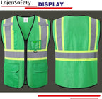 Reflective Safety Vest for Men Women with Multiple Pockets Class 2 High Visibility Mesh Vest Hi Vis Construction Work Vest,Meets ANSI/ISEA Standards(EK1-178-Green-2XL)