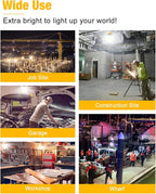 LED Temporary Work Light 100W 5000K 13,000lm, JC-LGL Outdoor Construction Lights Job Site Lighting 10ft Cord Dust Waterproof Hanging Lightin
