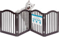 INTERNET'S BEST Arched Top Dog Gate | 4 Panel, 24" H Wooden Pet Barrier for Dogs or Cats | Freestanding Folding Room Divider for Doorways, Hallways, Stairs, and Porch | Portable, Extra Wide | Espresso