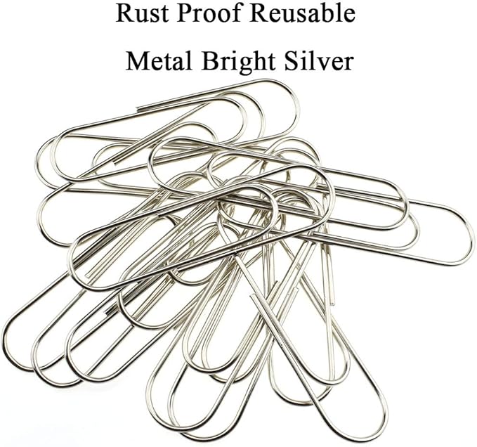 HAHIYO Paper Clips Sturdy 4 inches Length 14 Pack Paperclips Heavy Duty Tight Grip Rust Proof Reusable Metal Bright Silver for Home Office School