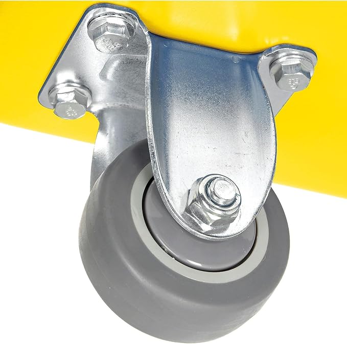 Global Industrial 6 Bushel Plastic Bulk Box Truck, Direct Mount Base, 500 lbs. Capacity, 3" Non-Maring Rubber Casters, Yellow, 33-2/5"L x 23" W x 24-1/2"H