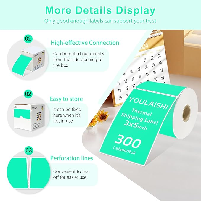 3 x 5 inch Home Moving Box Labels for Storage Bins 300pcs Colored Blank Label Sticker for Shipping Thermal Printer Color Coding Rectangle Moving Labels for Packing Boxes,Watercolor Green
