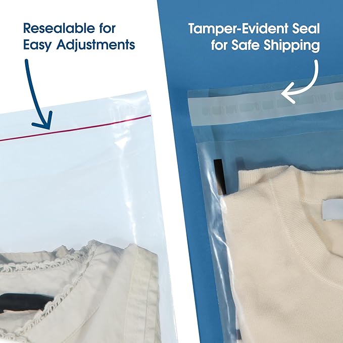 Spartan Industrial - 12” X 15” (200 Count) Self Seal Clear Poly Bags with Suffocation Warning for Packaging, T Shirts & Shipping - Resealable Glue