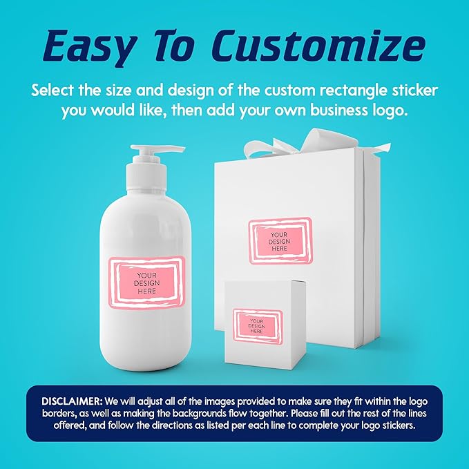 100 Custom Vinyl Stickers - Upload Your own Image, Text, Design, Logo - Personalized Logo Labels for Handmade, Packaging, Bottle, Jars, Candle, Brand Stickers (Pink, 5x3)