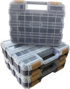 Double Side Tool Box Organizer, Hardware Storage Box, Portable Small Parts Organizer with Removable Plastic Dividers for Screws, Nuts, Nails, Bolts, Grey