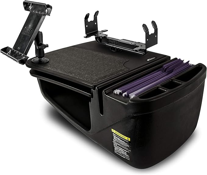 AutoExec AE-GMCD-PS-TAB-BT GripMaster Car Desk for Your Vehicle Workstation and Mobile Office, Black with Printer Stand and Tablet Mount