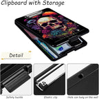 Clipboard with Storage, High Capacity Plastic Storage Clipboard with Pen Holder for Women Teachers Work, School & Office Supplies, Cute Pattern Decorative Clipboards, Flower Skull