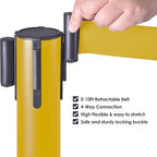 6 Pack Premium Crowd Control Stanchion Set, 40" H Delineator Post with 10' Feet Retractable Belt, Heavy-Duty Base, Safety Rope Barriers for Traffic Queue (Heavy Rubber Base, Yellow)