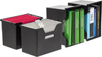 IRIS USA Large Portable Desktop File Box with Open Lid, 4 Pack, Side Handles, Hanging File Folders, Tabs & Inserts, Letter Size, Magazines, Newspapers, Mail, Books, Notebooks, Black