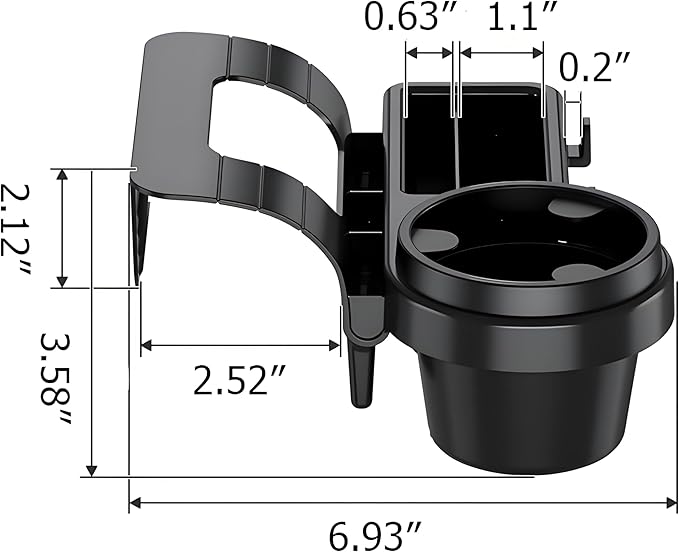 GDQ 4-in-1 Car Window Organizer (2 Pack) - Clip-On Cup Holder & Phone Mount with Hooks | No Drill Universal Fit for SUV/Truck/Sedan | Insert Installatio