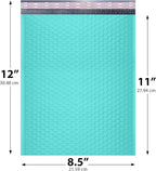 Teal Poly Bubble Mailers 8.5x12 inch #2 | Self Seal Padded Envelopes | Cushioned Bubble Mailer | Usable Size 8.5x11 | Water Proof | Lightweight mailing Shipping Bags | 100 Pack Bulk