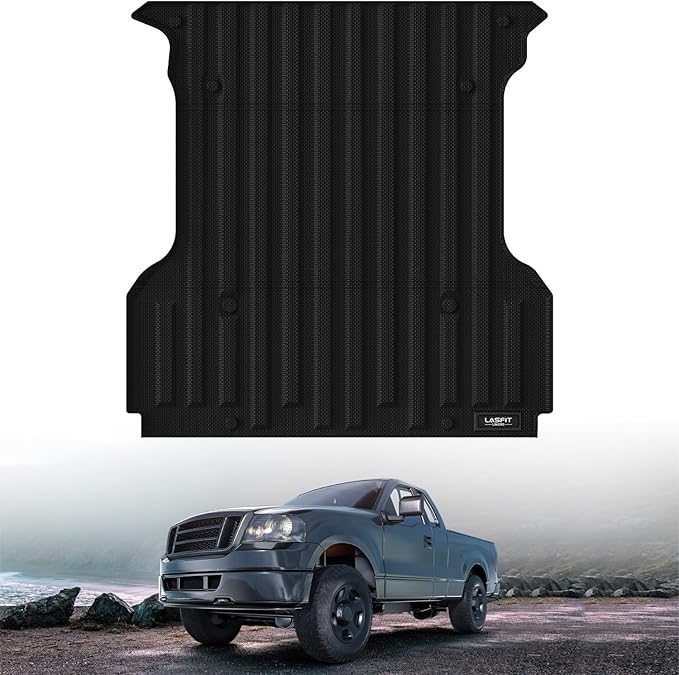 LASFIT Truck Bed Mat (5.5FT, 67" Bed) Fit for Ford F-150 2004-2014 | Lincoln Mark LT 2006-2008, All Weather Protection TPE Heavy Duty Car Bed Liner - 1PC Black