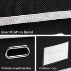 PRANDOM Storage Boxes with Lids [3-Pack] Fabric Collapsible Storage Bins Organizer Containers Baskets Cube with Cover for Home Bedroom Closet Office Nursery Black（23.4X15.9X11.5