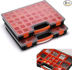 AIRTOON 2PCS Multi-Purpose Toolbox, Professional Organizer with 22 Bin Compartments, Box Organizer for Hardware, Screws, Bolts, Nuts, Nails, Tools, Arts
