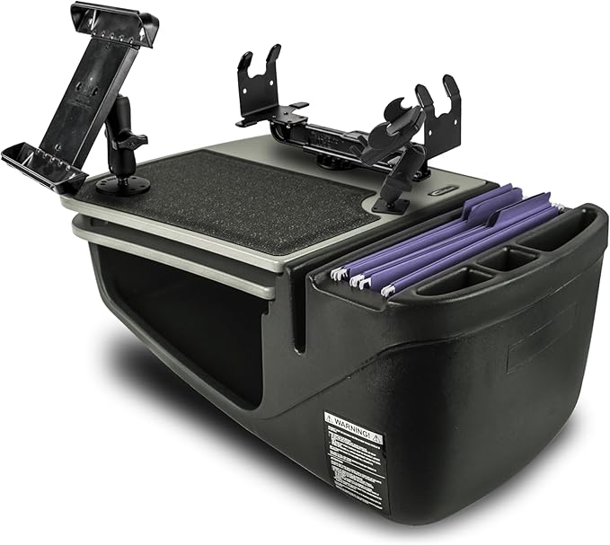 AutoExec AE-GMCD-PI-PS-PM-TAB-GT GripMaster Car Desk for Your Vehicle Workstation and Mobile Office, Grey with 400 watt Power Inverter, Printer Stand, Phone Mount and Tablet Mount