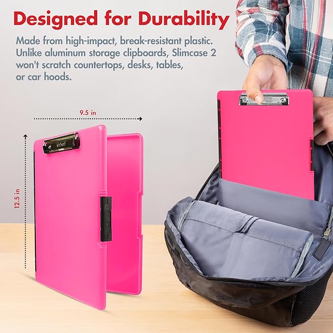 Dexas Slimcase 2 Plastic Clipboard with Storage and Side Opening