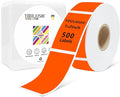 1x2 inch Label Stickers Roll for Thermal Printer 500PCS Colored Removable Freezer Labels Waterproof Blank Sticker Labels to Write on for Food Containers and Jars, Fluorescent Orange