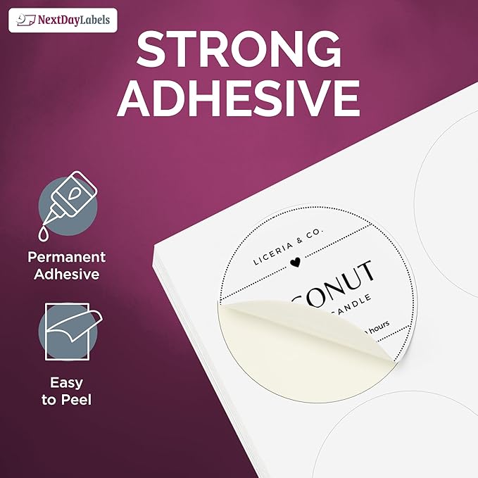 NextDayLabels – 1.5 Inch Round Labels - Round Sticker Labels for Printer - Matte White Blank Laser/Inkjet Printer Labels - Circle Stickers Printable Labels (1000 Sheets, 30 Per Sheet, 30000 Labels)