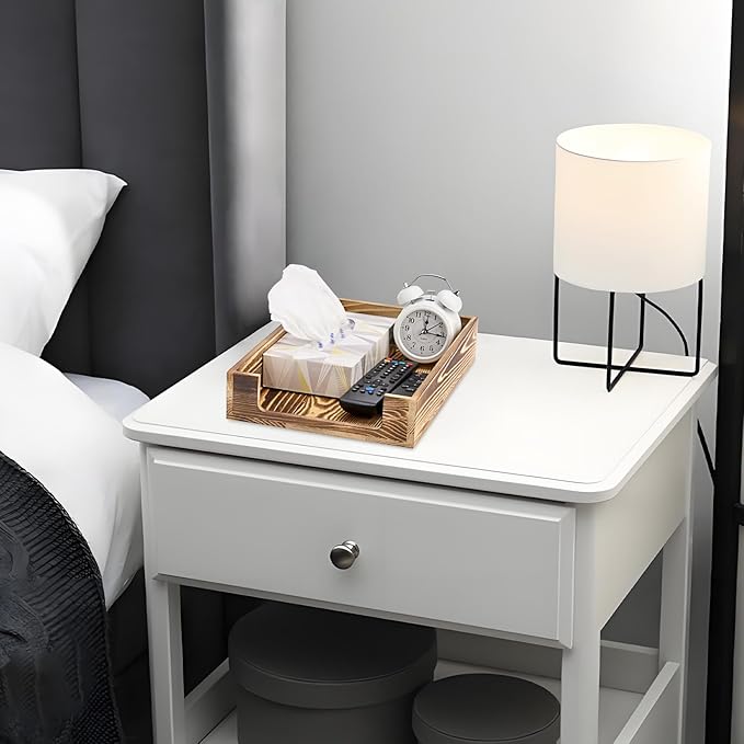 BTSKY 1PC Vintage Wood Letter Tray with Anti-Slip Bars, Stackable A4 Paper Document File Organizer, Solid Wood Desktop Office Desk Storage Holder for Office and Home