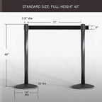 Qbuster Black Stanchions with Retractable Belts, Crowd Control Safety Barrier with 11’ Black Belts, 1 Sign Holder, Set of 4 Posts