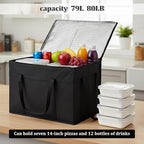 3-Pack Insulated Food Delivery Bag, Insulated Bags for Doordash, XXXL Pizza Delivery Bags, Large Capacity Cooler Bag for Grocery Shopping and Catering, Warmer/Frozen(Black)