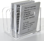 Clear Acrylic Organizers - 3 Vertical Compartments Acrylic Folder Organizer & File Organizer, Desk Document Storage Bins for Magazines, Binders - Multipurpose Home Office Desk Organizer