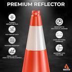 GECCO ™ (320 Cones per Pallet) 18 Inch 3.3 Lb Small Orange Traffic Cones in Bulk | Wholesale Safety Cones, Orange Cones, Parking Cones, Construction Cones | PVC Plastic & Black Base - [PRO Series]