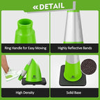 RoadHero 8 Pack Traffic Safety Cones 28 Inch with Black Weighted Base, Plastic PVC Lime Green Cone with Reflective Collar, Cones for Parking Lot, Construction Events, Road Safety