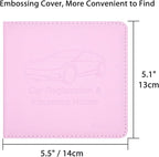 Car Insurance and Registration Holder, 5.5 x 5 Inch PU Leather Vehicle Glove Box Organizer Wallet Case for Insurance Card, Driver License, Paperwork - Pink