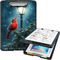A4 Clipboards,Heavy Duty Waterproof Nursing Plastic Folder Clipboard with Storage Clip Boards,File Folder Storage Box Clipboard Case for Teacher,Doctor,Offices,Northern Cardinal Bird