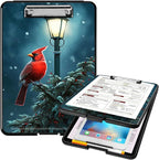 A4 Clipboards,Heavy Duty Waterproof Nursing Plastic Folder Clipboard with Storage Clip Boards,File Folder Storage Box Clipboard Case for Teacher,Doctor,Offices,Northern Cardinal Bird