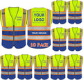 BeautyWill Custom Logo 10/20 Pack Safety Vest Class2 High Visibility Vest with Pockets Breathable Construction Vest Bulk